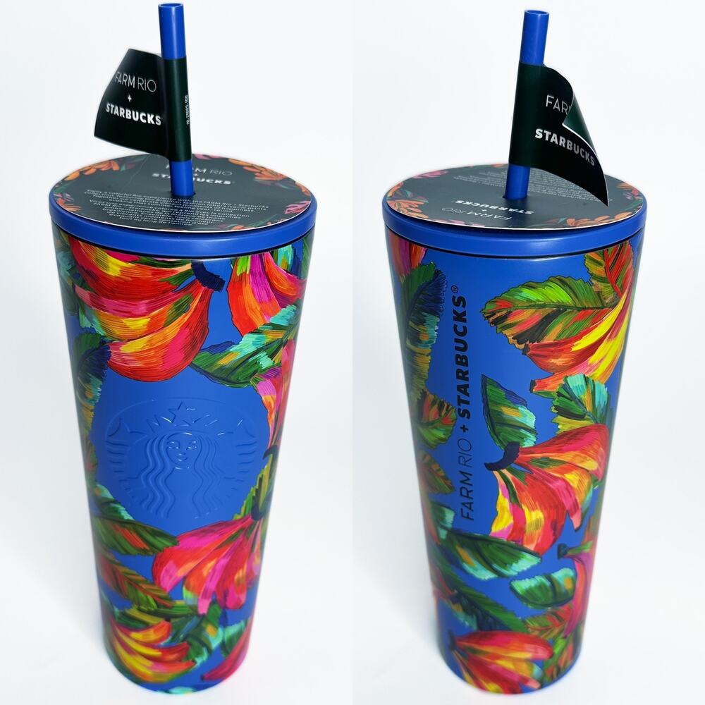 NWT Farm Rio x Starbucks Banana Mix Blue Multi Limited Edition Venti Tumbler Cup
